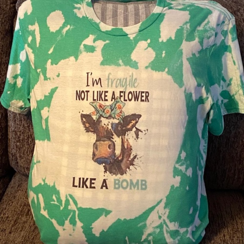 NWOT Bleached Fragile Not Like A Flower Tee